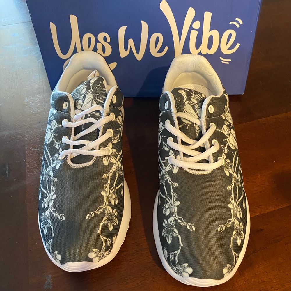 Black with white flowers